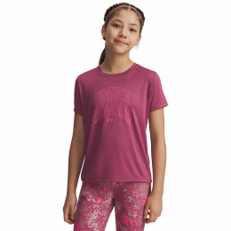 Maglietta da bambino Under Armour Tech Varsity Graphic SS rosa/porpora Red