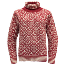 Maglia a collo alto Devold Svalbard Wool High Neck rosso HINDBERRY/OFFWHITE