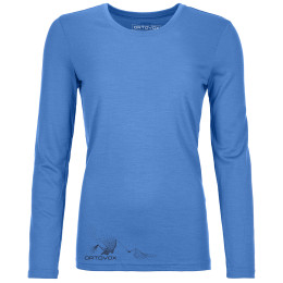 Maglietta da donna Ortovox 185 Merino Logo Spray Ls W blu sky blue