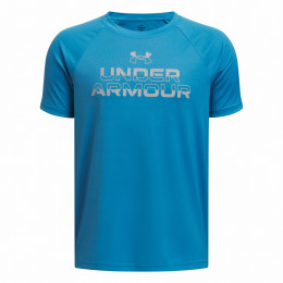 Maglietta da bambino Under Armour Tech Split Wordmark SS-BLU blu Blue