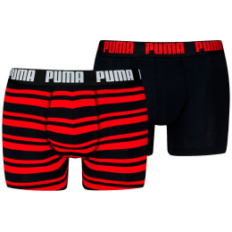 Boxer da uomo Puma Everyday Striped Boxers 2P nero/rosso Red / Black