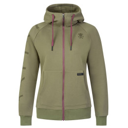 Felpa da donna Rafiki Nuria Zip verde scuro burnt olive