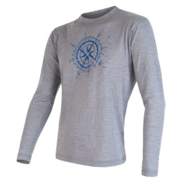 Maglietta da uomo Sensor Merino Wool PT Kompas dl.r. grigio Grey
