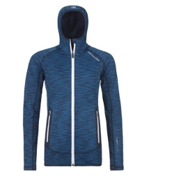 Felpa da donna Ortovox Fleece Space Dyed Hoody blu/bianco Blue Sea Blend