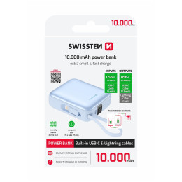 Powerbank Swissten Space 10000 mAh USB-C + Lightning blu modrá