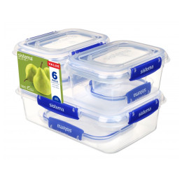 Scatola per alimenti Sistema 6 Pack Essentials Klip It Plus Trasparente Transparent with blue clips