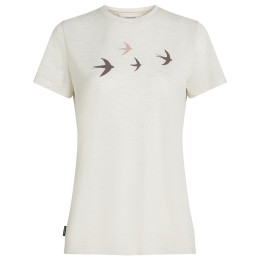 Maglietta da donna Icebreaker Women Merino 150 Tech Lite SS Tee Bird Transit bianco Ecru HTHR