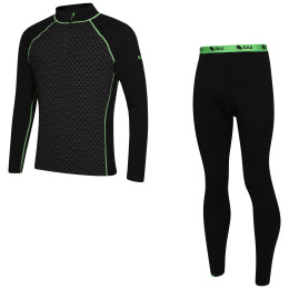 Set sportivo da uomo Zulu Merino 240 Zip Long nero/verde Black/Green