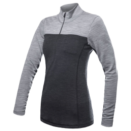 Maglietta sportiva da donna Sensor Merino Bold dl. rukáv zip grigio anthracite/cool gray