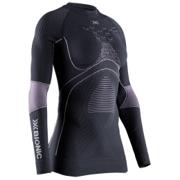 Maglietta sportiva da donna X-Bionic Energy Accumulator 4.0 Shirt Lg Sl nero/rosa CHARCOAL/MAGNOLIA