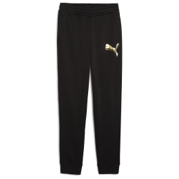 Pantaloni da tuta da donna Puma ESS METALLIC Sweatpants FL nero PUMA Black-Metallic Gold