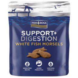 Snack per cani Fish4Dogs Digestion White Fish Morsels 225g