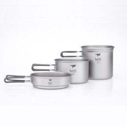 Set di stoviglie Keith Titanium Titanium pot and Pan Cook Set 3-Piece grigio