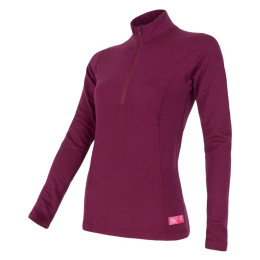 Maglietta sportiva da donna Sensor Merino DF con cerniera viola Lilla