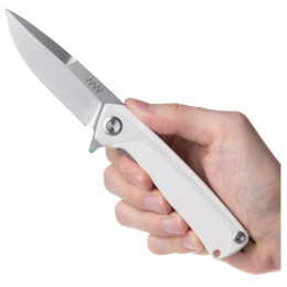 Coltello chiudubile Acta non verba Z100 BB Stonewash/Plain Edge G10 bianco white