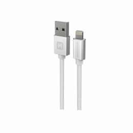 Cavo di ricarica e trasmissione Swissten Textile USB / Lightning 1,2 m argento stříbrná