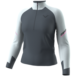 Maglietta sportiva da donna Dynafit Alpine L/S 1/2 Zip Tee W blu 3181 - cloud blue/0720