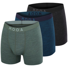 Boxer da uomo MOOA MerinoSilk 4in 3-pack mix1 black melange+lagoon blue melange+green melange