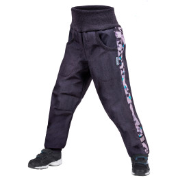 Pantaloni softshell per bambini Unuo žíhané grigio/blu