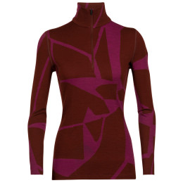 Felpa tecnica da donna Icebreaker 250 Vertex LS Half Zip Fractured Landscapes rosso espresso/cherry/j