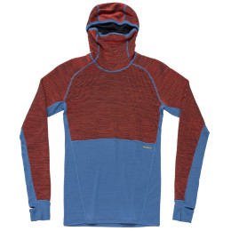 Felpa funzionale da uomo Devold Tuvegga Merino Hoodie Man blu/rosso CAYENNE