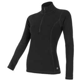 Maglietta sportiva da donna Sensor Merino DF con cerniera nero Black