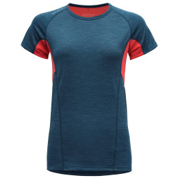 Maglietta da donna Devold Running Woman T-Shirt blu/rosso Flood