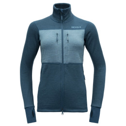 Felpa tecnica da donna Devold Egga Grid Merino Jkt blu/azzurro Flood/Moon