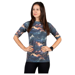 Maglietta sportiva da donna Drexiss All Alpine Peaks Merino Active blu/arancio