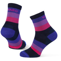 Calze Warg Happy Merino W Stripes blu/viola Navy/Purple