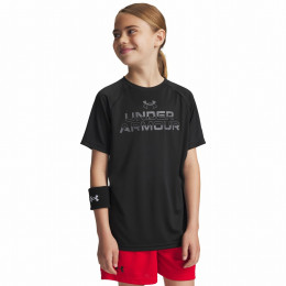 Maglietta da bambino Under Armour Tech Split Wordmark SS-BLK nero Black