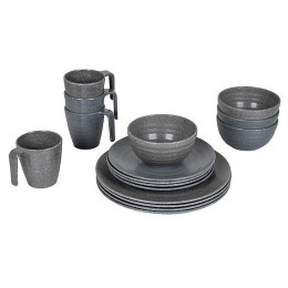 Set di stoviglie Bo-Camp Tableware 100% Melamine Stone grigio Grey