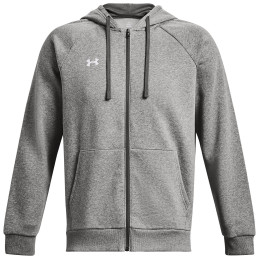 Felpa da uomo Under Armour Rival Fleece FZ Hoodie grigio Castlerock Light Heather / / White