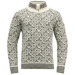 Maglione Devold Svalbard Wool Zip Neck bianco/grigio OFFWHITE/ANTHRACITE