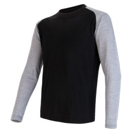 Maglietta da uomo Sensor Merino Wool PT Logo dl.r. grigio/nero Black/Gray