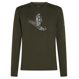 Maglietta funzionale da uomo Icebreaker Men Merino 200 Oasis LS Crewe SkiingYeti verde scuro Dk Loden