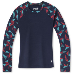 Maglietta sportiva da donna Smartwool W Merino 250 Baselayer Pattern Crew Bxd blu/rosso DeepNavyPinwheel