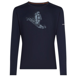 Maglietta funzionale da uomo Icebreaker Men Merino 200 Oasis LS Crewe SkiingYeti blu scuro Midnight Navy