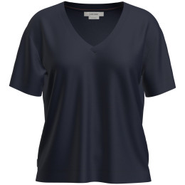 Maglietta sportiva da donna Icebreaker W Mer 150 Tech Lite SS Relax V Neck Tee blu scuro Midnight Navy