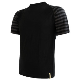 Maglietta funzionale da uomo Sensor Merino Air kr. r. nero/grigio Black/TmHeStripes