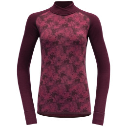Felpa tecnica da donna Devold Kvitegga Merino 230 C.Neck Wmn rosa/bordeaux Beetroot