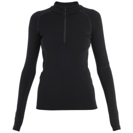 Maglietta sportiva da donna Icebreaker Women 300 MerinoFine™ Polar LS Half Zip nero Black