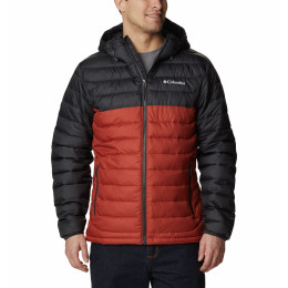 Giacca da uomo Columbia Powder Lite Hooded Jacket nero/rosso Warp Red, Shark