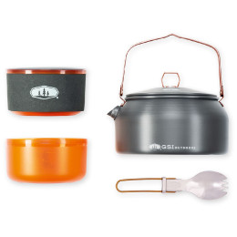 Set di stoviglie GSI Outdoors Halulite Ketalist nero/arancio