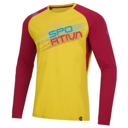 Maglietta da uomo La Sportiva Stripe Evo Long Sleeve M giallo/rosso Moss/Sangria