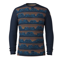 Maglietta funzionale da uomo Smartwool M Classic Thermal Merino Base Layer Crew marrone/blu DEEP NAVY GEO PEAKS