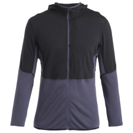 Felpa funzionale da uomo Icebreaker Men Merino 200 Realfleece™ Descender LS Zip Hoodie nero Black/Graphite/Cb