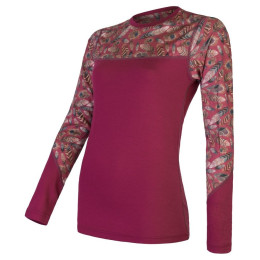 Maglietta da donna Sensor Merino Impress, dl.rukáv rosa Lilla/Feather