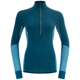 Maglione con collo alto da donna Devold Wool Mesh 190 Zip Neck Wmn blu MOON/FLOOD