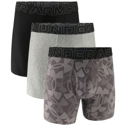 Boxer da uomo Under Armour Perf Tech Nov 6in grigio Castlerock Logo / Steel Heather / Black